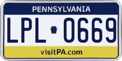 PA license plate LPL0669