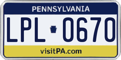 PA license plate LPL0670