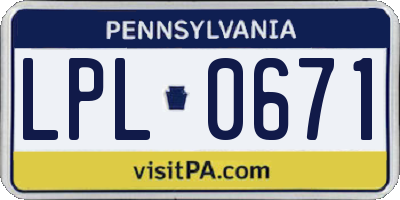 PA license plate LPL0671