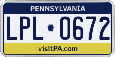 PA license plate LPL0672