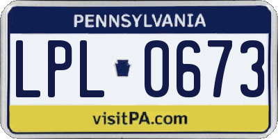 PA license plate LPL0673