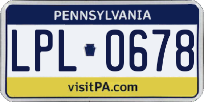 PA license plate LPL0678