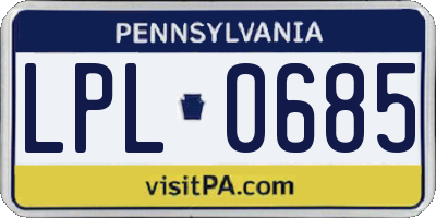 PA license plate LPL0685