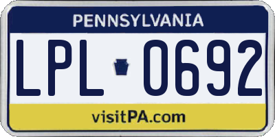PA license plate LPL0692