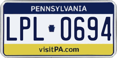 PA license plate LPL0694