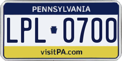 PA license plate LPL0700