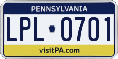 PA license plate LPL0701