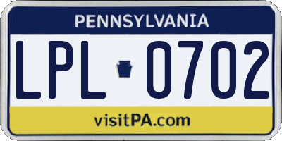 PA license plate LPL0702