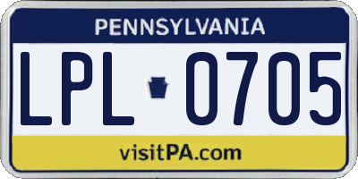 PA license plate LPL0705