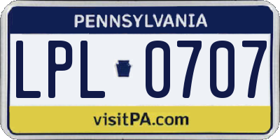 PA license plate LPL0707