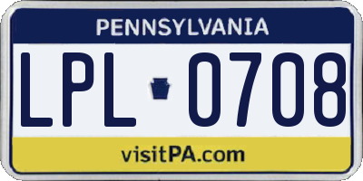 PA license plate LPL0708