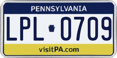 PA license plate LPL0709