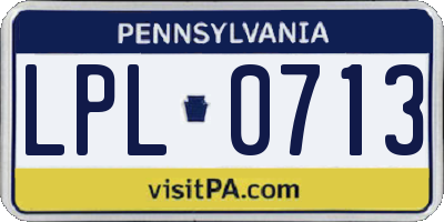 PA license plate LPL0713