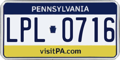 PA license plate LPL0716