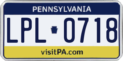 PA license plate LPL0718