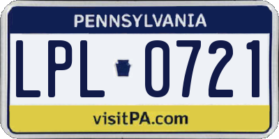 PA license plate LPL0721