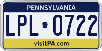 PA license plate LPL0722