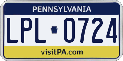 PA license plate LPL0724