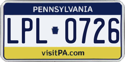 PA license plate LPL0726