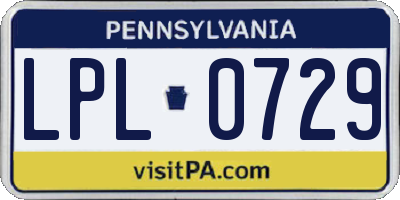 PA license plate LPL0729