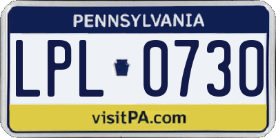 PA license plate LPL0730