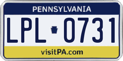 PA license plate LPL0731