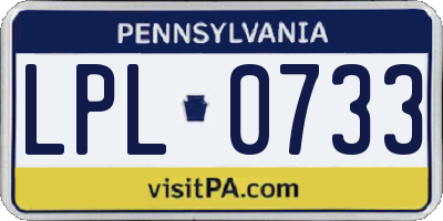 PA license plate LPL0733