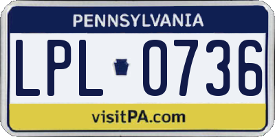 PA license plate LPL0736