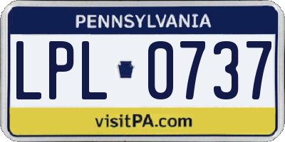 PA license plate LPL0737