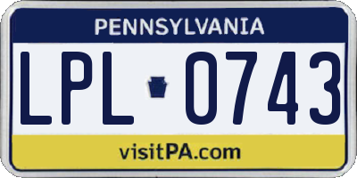 PA license plate LPL0743