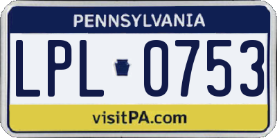 PA license plate LPL0753