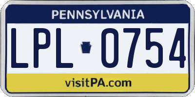 PA license plate LPL0754