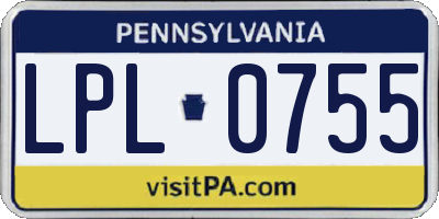 PA license plate LPL0755