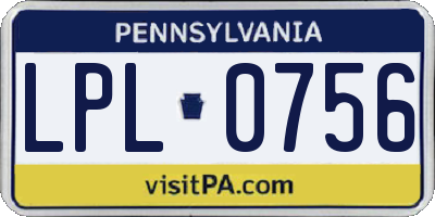 PA license plate LPL0756