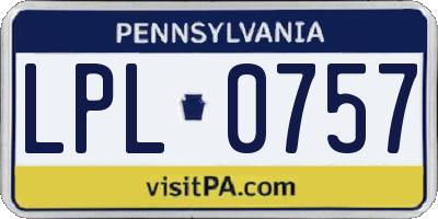 PA license plate LPL0757