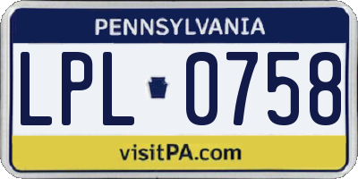 PA license plate LPL0758