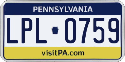 PA license plate LPL0759