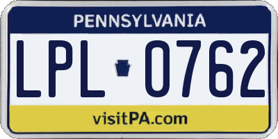 PA license plate LPL0762