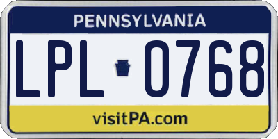 PA license plate LPL0768