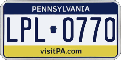 PA license plate LPL0770
