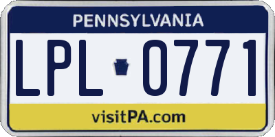 PA license plate LPL0771