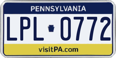 PA license plate LPL0772