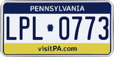 PA license plate LPL0773