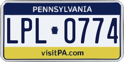 PA license plate LPL0774