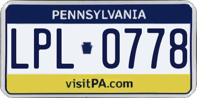 PA license plate LPL0778