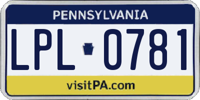 PA license plate LPL0781