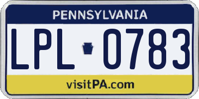 PA license plate LPL0783