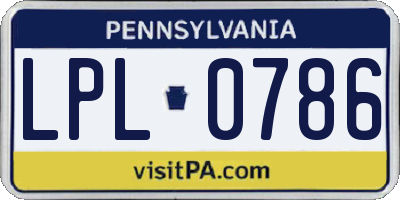 PA license plate LPL0786