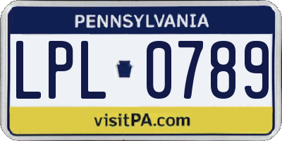 PA license plate LPL0789