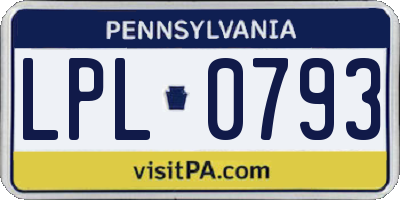 PA license plate LPL0793